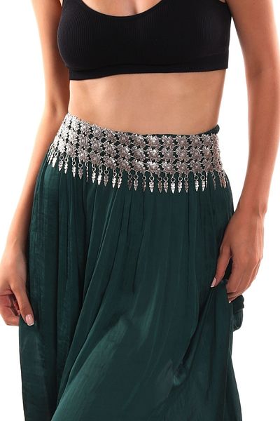 LABALABA Women's Antique Silver Plated Charm Detailed Design Ethnic Belt
