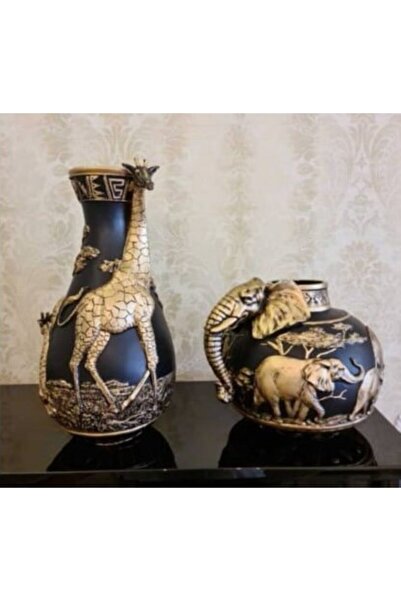 Arose Ab Ev Dekorasyon Fil Zürafa Ikili Vazo Set