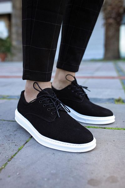 Knack Ανδρικά Παπούτσια Classic 001 - Μαύρο Suede, Λευκή Σόλα
