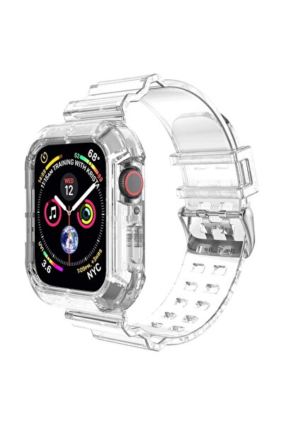 Microsonic Apple Watch Series 7 41mm Uyumlu  Kordon Transparent Clear Band Şe...