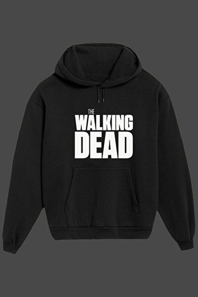 IvırZıvır Hanorac unisex negru cu imprimeu The Walking Dead