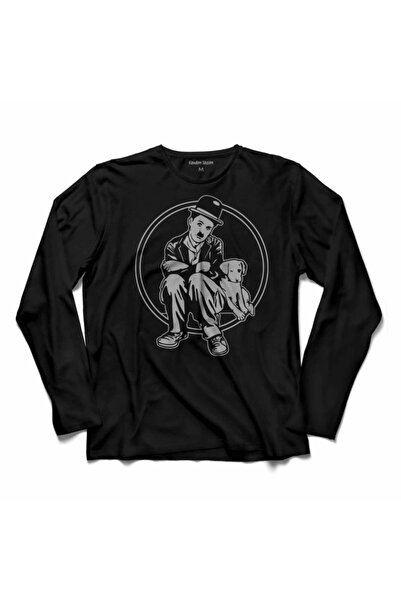 Kendim Seçtim Tricou cu mânecă lungă Charlie Chaplin Dog Dog Cinema Tricou im...