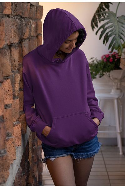 Raf Coll Μωβ Oversize Basic φούτερ με κουκούλα