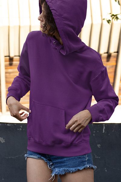 Raf Coll Μωβ Oversize Basic φούτερ με κουκούλα