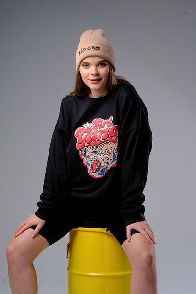 ALİKA Hanorac oversize Black Girl Gans de damă