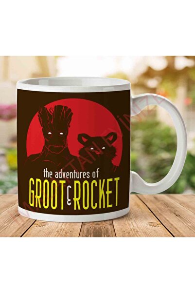 ART HEDİYE كوب مطبوع على الجانبين من The Adventures Of Groot And Rocket Guard...