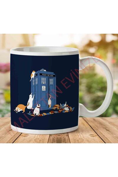 ART HEDİYE Time Travelers Cats Doctor Who Tardis Two Side Printed Mug