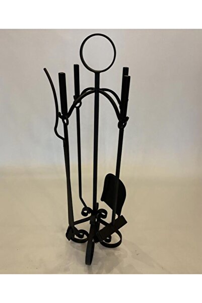 Sandıktan Al Demir Siyah Dörtlü Şömine Maşa Takımı , Şömine Aksesuarı