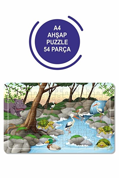 LİPYOS Sevimli Hayvanlar Çocuklar Için 54 Parça Ahşap Puzzle