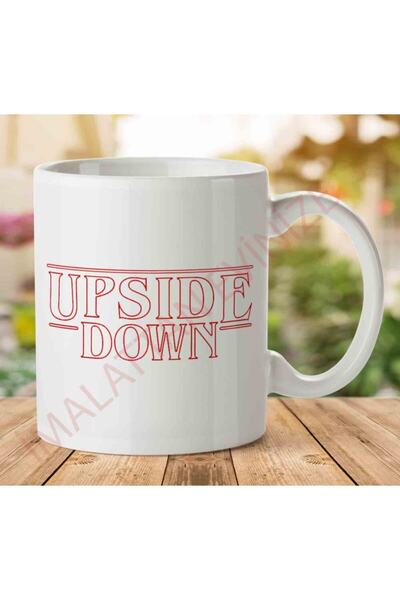 ART HEDİYE كوب مطبوع على الجانبين من Stranger Things Upside Down Text