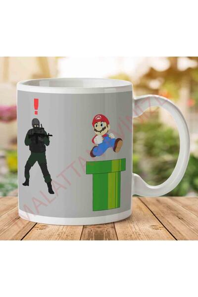 ART HEDİYE 1-1558 كوب ميتال جير سوليد إنيمي جندي أليرت سوبر ماريو
