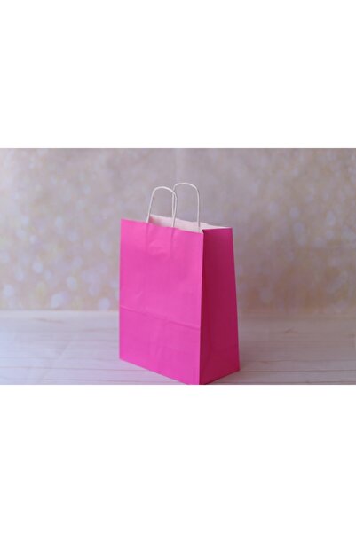 demontecraft Σετ 5 χάρτινες τσάντες με λαβή σε φούξια χρώμα
