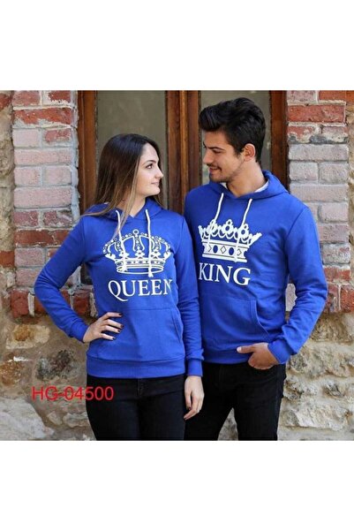 giyinbizden Σεβαλτικό Ζευγάρι Μπλε Κλασικό Πολικό Φλις King Queen