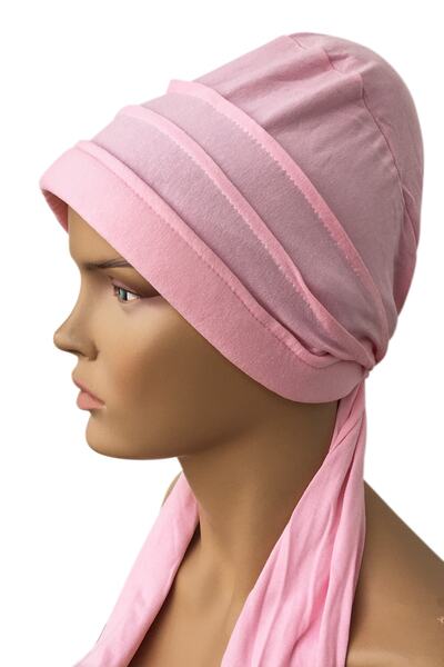Vera Bonnet Ready Turban Desert Wind Combed Pink Bonnet Women's Hijab Bonnet Banded Tied Bonnet