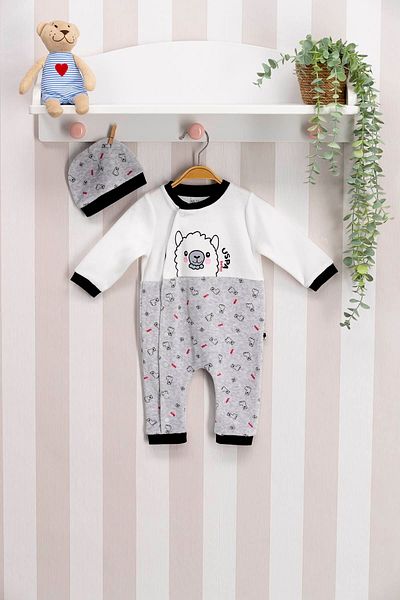 U.S. Polo Assn. U.S. Polo 2-Piece Unisex Long Sleeve Booties Jumpsuit Cream Usb091