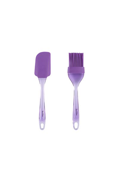 Tantitoni Purple Colored Silicone Spatula and Brush Set