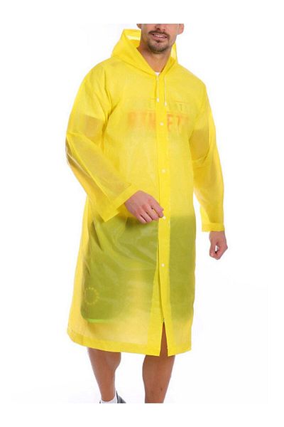KorseShop Κίτρινο Eva Raincoat - Unisex, με κουκούλα και κουμπώματα