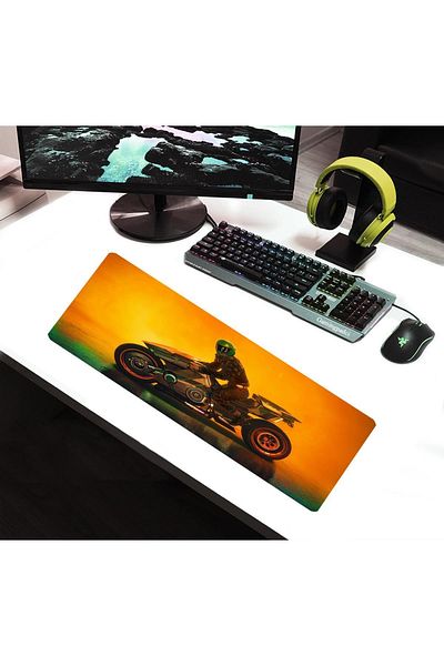 sgeteknoloji 70x30 سم Cybermoto مخيط غير قابل للانزلاق سرعة الإصدارلوحة ماوس للألعاب