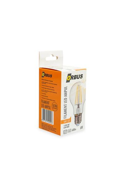 ORBUS Şeffaf E27 6w Duy A60 Sarı Işık Rustik Led Ampul 5'li Paket