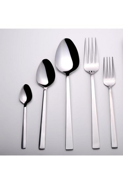 GİNCIR Copy - Set of 60 12 Pieces Dinner Dessert Teaspoon Dinner Fork Dessert Fork