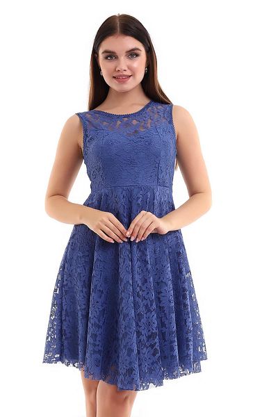 Ceylen Rochie mini evazată din dantelă fără mâneci cu decolteu