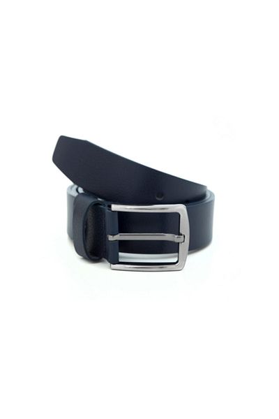 Eminsa Men's Navy Blue 100% Genuine Leather 4 Cm Jeans Belt