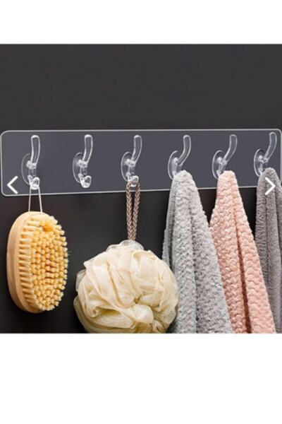 Fine Clean (1 bucată) 6 bucăți adeziv umeraș de perete transparent pentru baie, bucătărie, umeraș, umeraș practic