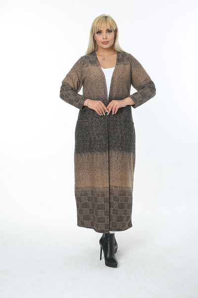XL Modam Women's Plus Size Brown Jacquard Cardigan