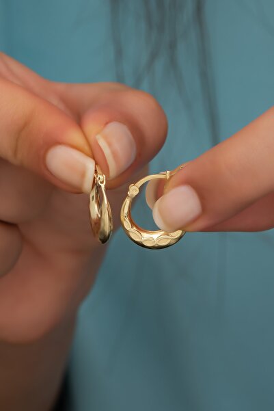 Nereze 925 Ayar Gümüş Gold Sonsuzluk Desenli Şarnel Küpe