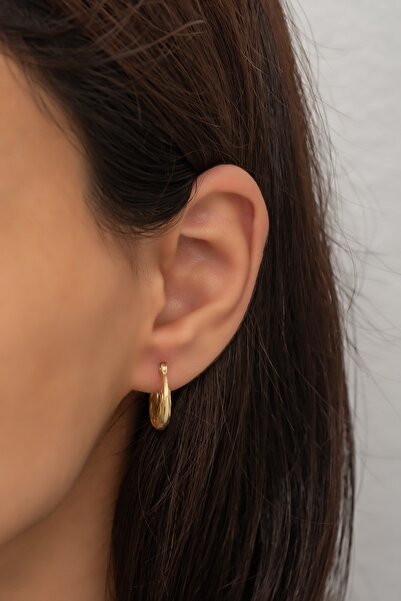 Nereze 925 Ayar Gümüş Gold Sonsuzluk Desenli Şarnel Küpe