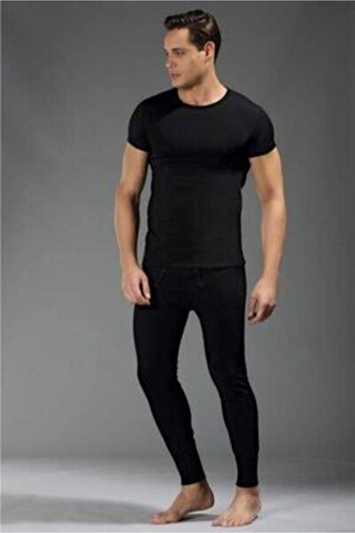 jilly jo Black O Neck Short Sleeve Thermal Top