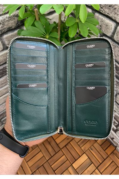 GUARD Green Camouflage Printed Leather Zippered Wallet