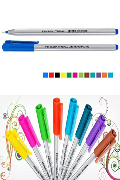 easyso 16 Pieces of Pensan Triball Ballpoint Pen (8 Blisters- 2 Packs)