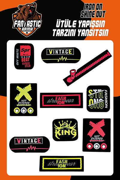 FANTASTIC ARMA Set de armă țesută care se lipsește cu fier de călcat Patch Patch Fosfor Strong, Fashion Model