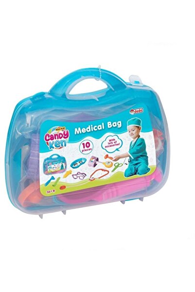 DEDE Oyuncak Candy Doktor Çantası Steteskop Çocuk Eğitici Oyun Seti Mavi