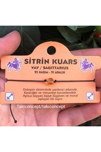 TakıConcept Yay Burcu Sitrin Doğal Taşlı Ip Burç Bilekliği