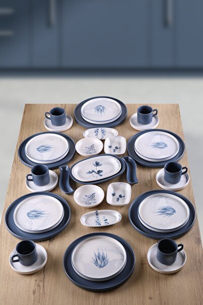 Keramika Blue Magic Kaktüs Desenli 6 Kişilik 34 Parça Kahvaltı Seti