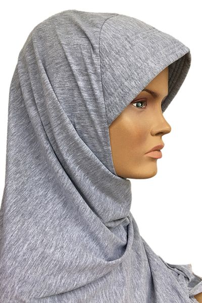 Vera Bonnet Ready Turban Sponge Front Shawl Tactical Halter Neck Hijab Bonnet Headcover - Melange Gray
