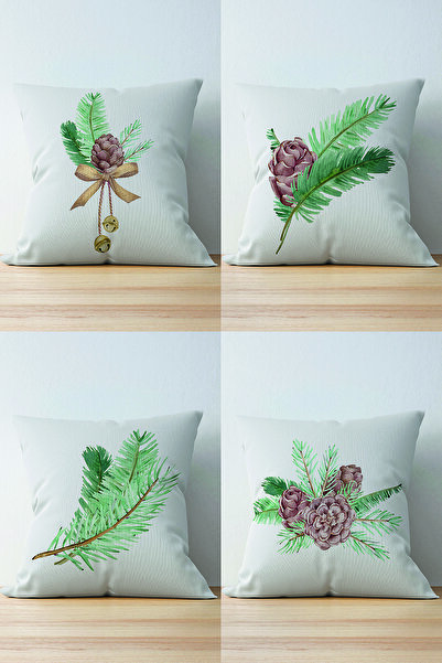 Nish & Royal 4-Piece Double Sided Cone Leaf Design Digital Printed Modern Sue...