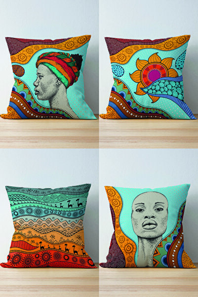 Nish & Royal Set of 4 Double Sided Ethnic Design Colorful Digital Printed Mod...