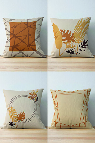 Nish & Royal 4-Piece Double Sided Special Design Suede Pillow Throw Pillow Co...