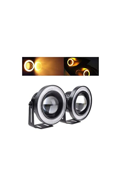 TEKNOCLUB Universal Mercekli Turuncu Led Angel Sis Farı 76mm
