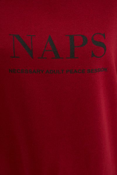 Trendyol Collection Claret Red Slogan T-Shirt-Jogger-Strick-Pyjama-Set THMAW21PT0497