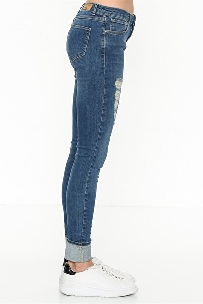 Lee Cooper Kadın Jamy Denim Skinny Highrise Fit Pantolon Dark Blue 199 INF 121003