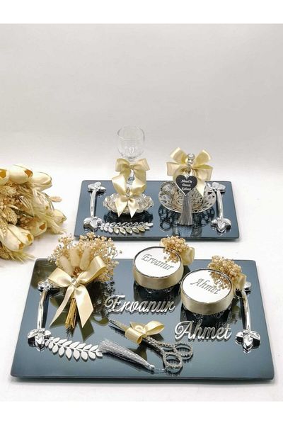 ZEKAAVM 2-Piece Promise Tray Groom's Coffee Engagement Tray