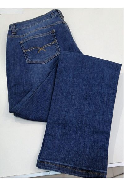 RMG Women's Dark Blue Plus Size Lycra High Waist Trousers