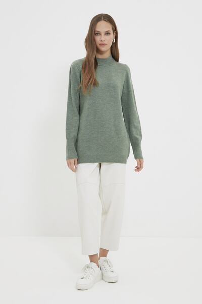 Trendyol Modest Green Stand-up Collar Knitwear Sweater TCTAW22AK0097