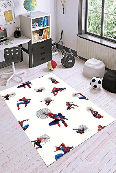 Genel Markalar Örümcek Adam Spiderman Baskılı Kaymaz Taban Çocuk Odası Halısı