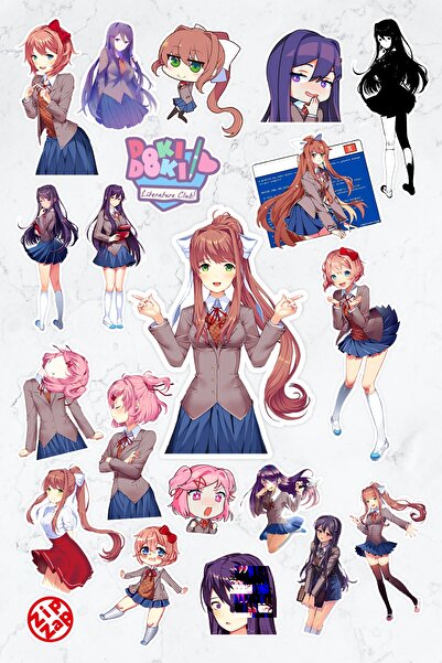 ZipZap Doki Doki Literature Club! Ddlc Video Oyun Anime Sticker Paketi (20 ADET)