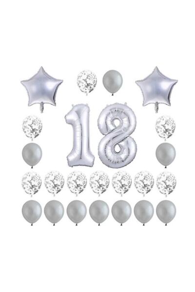 Dipak Сребрист комплект фолиеви балони за 18-и рожден ден